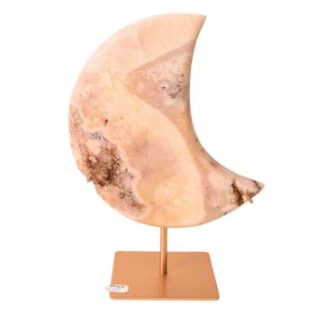 Semiluna decorativa din Agat crem-roz natural ,   sculptata manual in Brazilia 1.1 kg