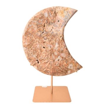 Semiluna decorativa din Agat natural cu incluziuni fibroase ,   sculptata manual in Brazilia