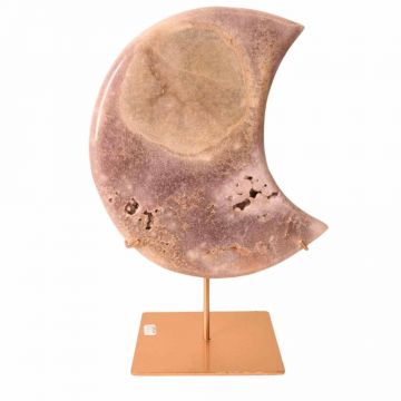 Semiluna decorativa din Agat roz-liliachiu natural ,   sculptata manual in Brazilia 3.3 kg