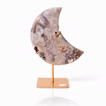 Semiluna din Agat Liliachiu Natural ,   Calm Interior si Claritate   Piesa Unicat Brazilia