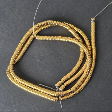 Sirag margele pietre semipretioase discuri HEMATIT GOLD