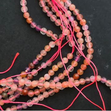 Sirag margele pietre semipretioase sfere fatetate MIX AMETIST, CUART ROZ, CARNEOL