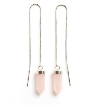 Armonie si Iubire ,   Cercei din Argint 925 cu Cuart Roz Natural