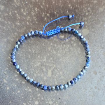 Bratara fatetata lapis lazuli 3 mm snur reglabil