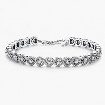 Bratara White Heart Silver