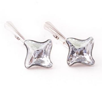 Cercei Argint 925, Cristal Swarovski, Twister/Alb - Stoianov Steluta