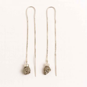 Cercei lungi din argint 925 cu pirita ,   Stralucire si incredere