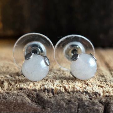 Cercei stud cuart roz aura 6 mm