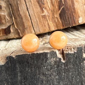 Cercei stud sfere aventurin portocaliu