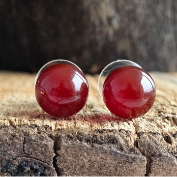 Cercei stud sfere carneol 10 mm