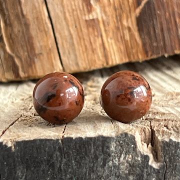 Cercei stud sfere obsidian mahon