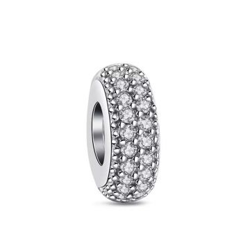 Charm/talisman argint 925, JW1187, model elegant cu pietre albe, placat cu rodiu