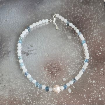 Colier acvamarin si jad Strength #261