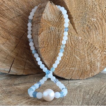 Colier acvamarin si jad Strength #261