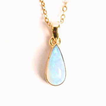 Colier Argint 925 Aur 18K cu Opal Etiopian Lacrima 1.09-1.37 gr,   Intuitie si Claritate