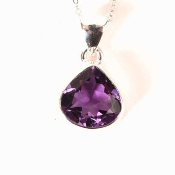 Colier Argint 925 cu Ametist Fatetat Lacrima ,   Lumina Interioara si Claritate Spirituala