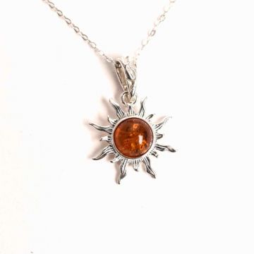 Colier argint 925 cu chihlimbar natural pentru echilibru si stil