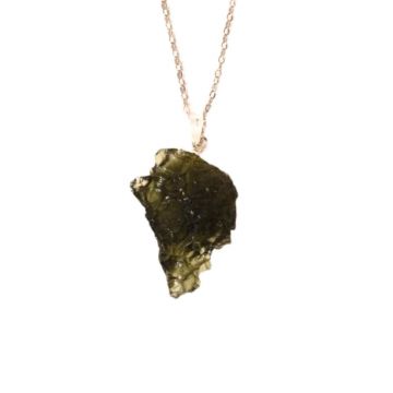 Colier Argint 925 cu Moldavit natural brut 2.7 g ,   laritate interioara pentru momente de transformare constienta