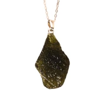 Colier Argint 925 cu Moldavit natural brut 2.9 g ,   prezenta, sens si spatiu pentru tine