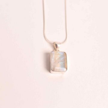 Colier Argint 925 cu Piatra Lunii Fatetat gr 3.18