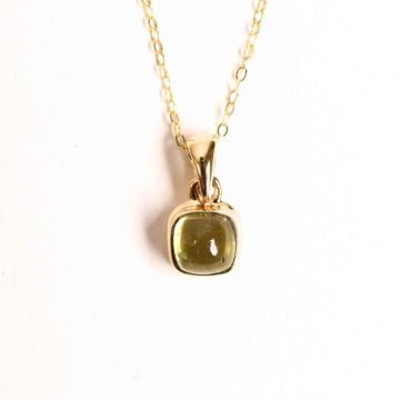 Colier Argint 925 Placat cu Aur 18K si Turmalina Verde Naturala ,   Echilibru, Vindecare si Energie a Vietii