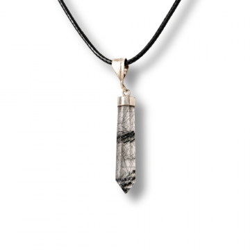 Colier cu Cuart Rutilat in Forma de Varf Lung ,   Claritate, Protectie si Energie Amplificata