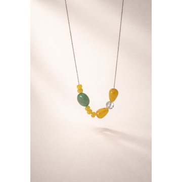 Colier din argint 925 cu jad, cristal de stâncǎ şi aventurin | Nexa - Default Title