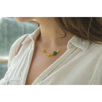 Colier din argint 925 cu jad, cristal de stâncǎ şi aventurin | Nexa - Default Title