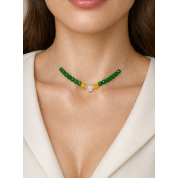 Colier din argint 925 cu jad şi cristal de stanca | Helios Verde - Default Title