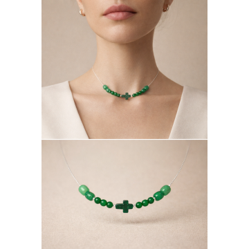Colier din argint 925 cu jad | Verde Atlántico - Default Title