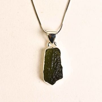 Colier din argint 925 cu moldavit natural, 2.48 gr,   Claritate mentala si echilibru energetic