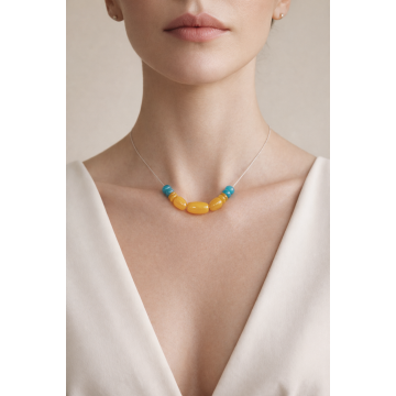 Colier din argint 925 cu turcoaz | Solare - Default Title