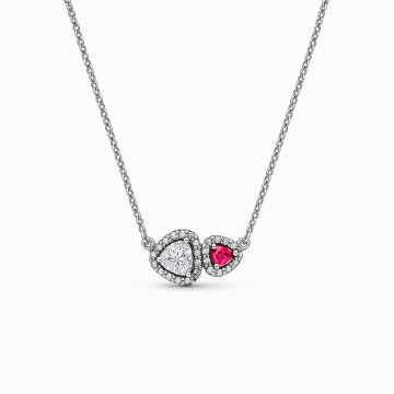 Colier Dublu Heart Silver