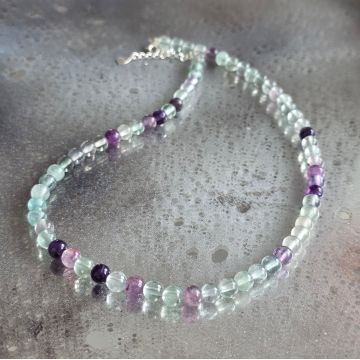 Colier fluorit curcubeu Rainbow #262