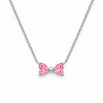 Colier Pink Bow Silver