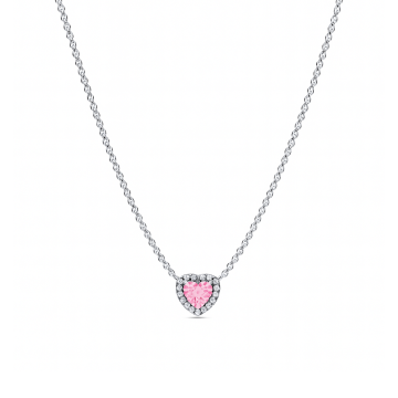Colier Pink Heart Silver