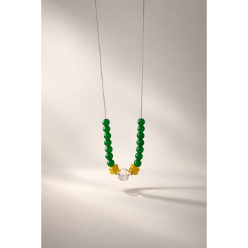 Colier din argint 925 cu jad şi cristal de stanca | Helios Verde - Default Title