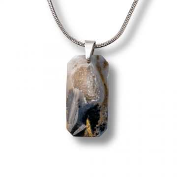 Colier Titanium cu Agat Dendritic Dreptunghiular ,   NaturA, Echilibru si Conexiune Interioara