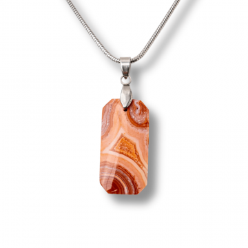 Colier Titanium cu Crazy Lace Agate Dreptunghiular ,   Energie Pozitiva si Echilibru Emotional