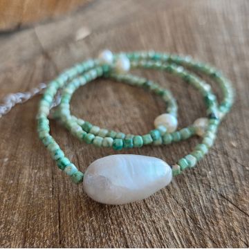 Colier turcoaz si perle Ocean #259