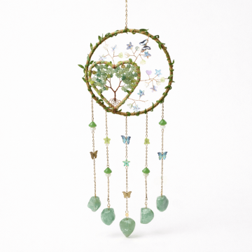 Dreamcatcher cu aventurin verde, un simbol al inimii deschise si al echilibrului natural