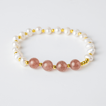 Echilibru Emotional si Puritate ,   Bratara cu Perle si Cristal capsuna