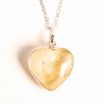 Energie si Bucurie Zilnica ,   Colier Inima cu Citrin si Argint 925