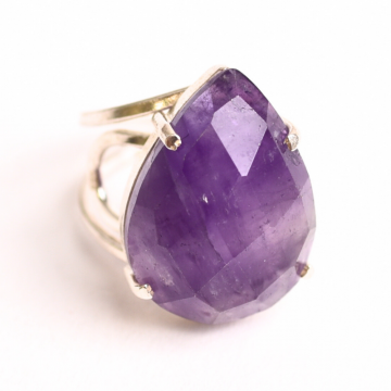 Inel Ajustabil Argint 925 cu Ametist Fatetat ,   Echilibru si Claritate Mentala