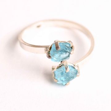 Inel Ajustabil Argint 925 cu Apatit African Dublu ,   Claritate si Comunicare Autentica