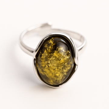 Inel ajustabil argint 925 cu chihlimbar natural ,   Eleganta unica