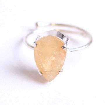 Inel ajustabil Argint 925 cu Citrin Fatetat ,   Abundenta si Energie Pozitiva in Fiecare Zi