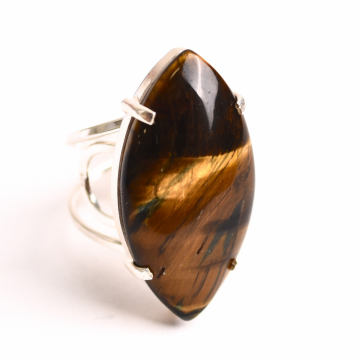 Inel Ajustabil Argint 925 cu Ochi de Tigru ,   Protectie si Claritate Mentala Zilnica