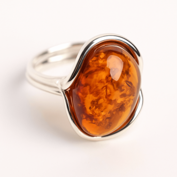 Inel argint 925 ajustabil cu chihlimbar natural ,   Energie si Eleganta