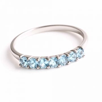 Inel Argint 925 cu Acvamarin fatetat marime M56 8 ,   Claritate Mentala si Calm Interior